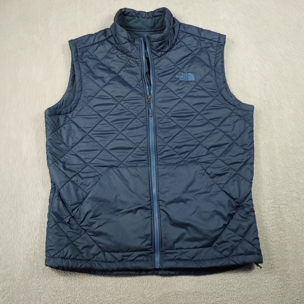 The North Face Quilted Fleece Lined Vest - Mens XL Navy Blue Diamond Pattern